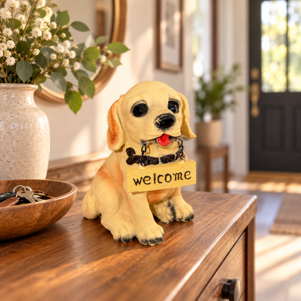 Buddy Welcome 775 Köpek Biblo Dekoratif Hoş Geldiniz Figürü Giriş Antre Aksesuar Obje 14 cm