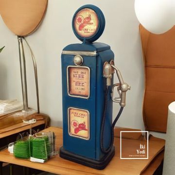 Vintage Yakıt Pompası Kumbara – Metal Benzinlik Maketi, Retro Dekoratif Obje, Nostaljik Hediyelik