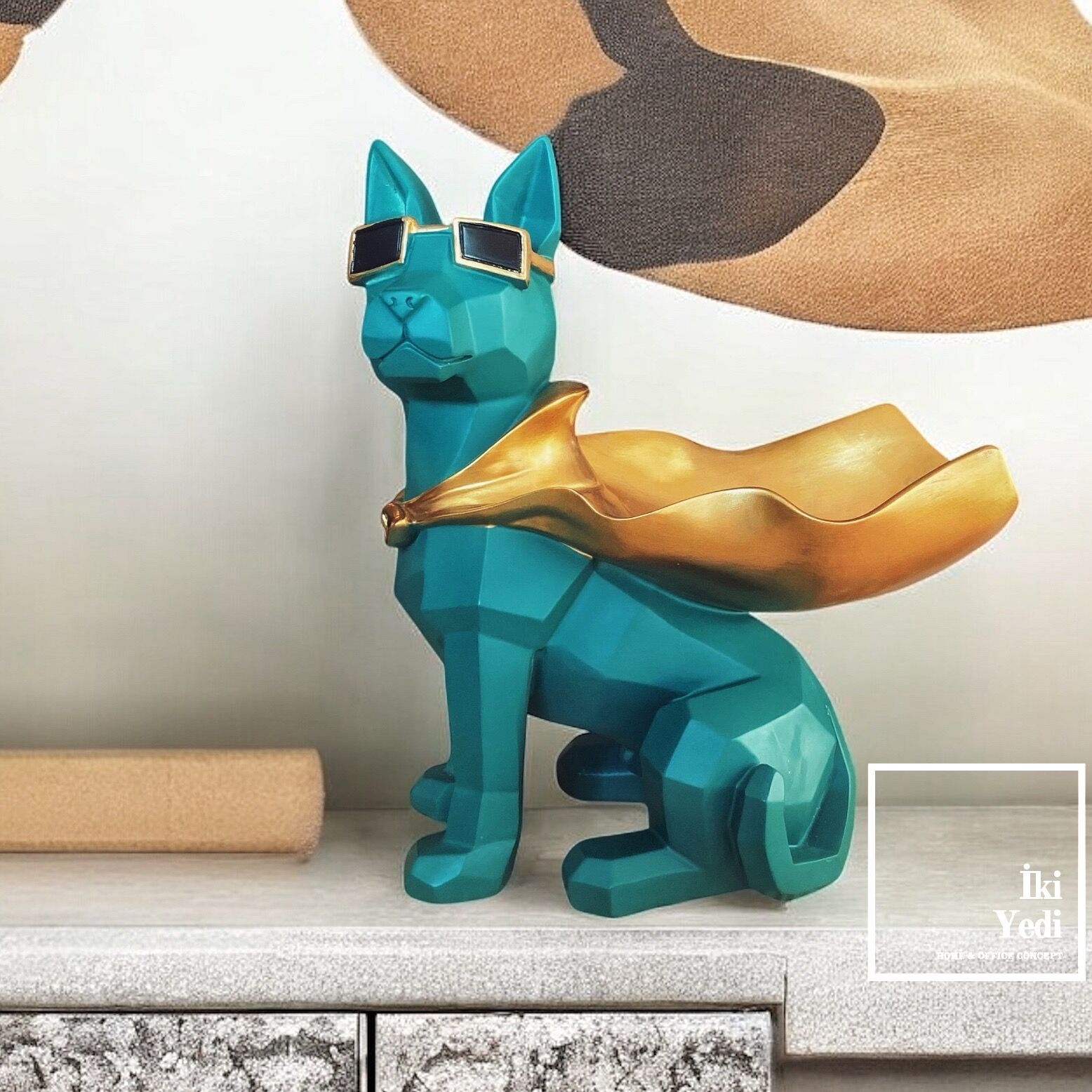 Pelerinli Köpek Figürü Anahtarlık ve Takı Koymalık Dekoratif Kase Modern Ev Ofis Aksesuarı Hediye