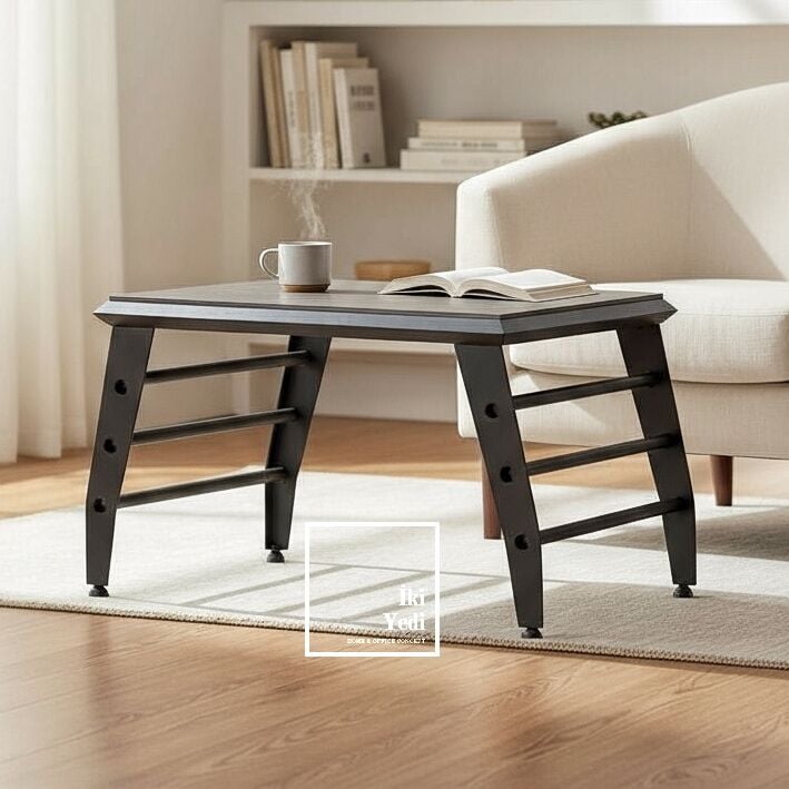 Palermo Metal Ayaklı Antrasit Meşe Orta Sehpa Modern Sehpa Modelleri Ev Dekorasyonu Ofis Mobilyalar