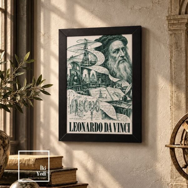 Leonardo Da Vinci Eskiz Çizimleri Poster Tablo Rönesans Duvar Dekoru Mühendise Hediye Ofis Dekorlar