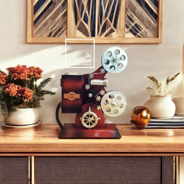 Keystone Retro Sinemaskop Müzik Kutusu Film Makinesi Tasarımı, Dekoratif Biblo, Nostaljik Hediyelik