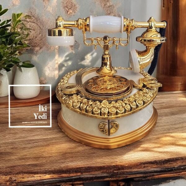 Retro Nostaljik Telefon Tasarımlı Müzik Kutusu Dekoratif Hediyelik Objeler Retro Ofis Dekorları