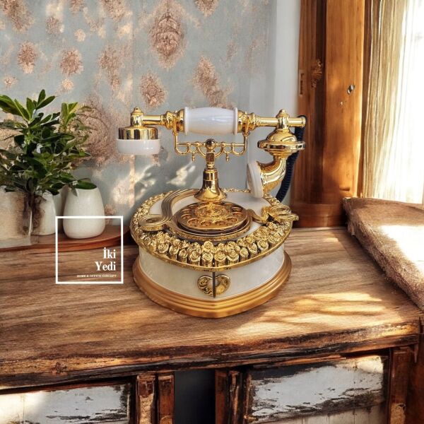 Retro Nostaljik Telefon Tasarımlı Müzik Kutusu Dekoratif Hediyelik Objeler Retro Ofis Dekorları