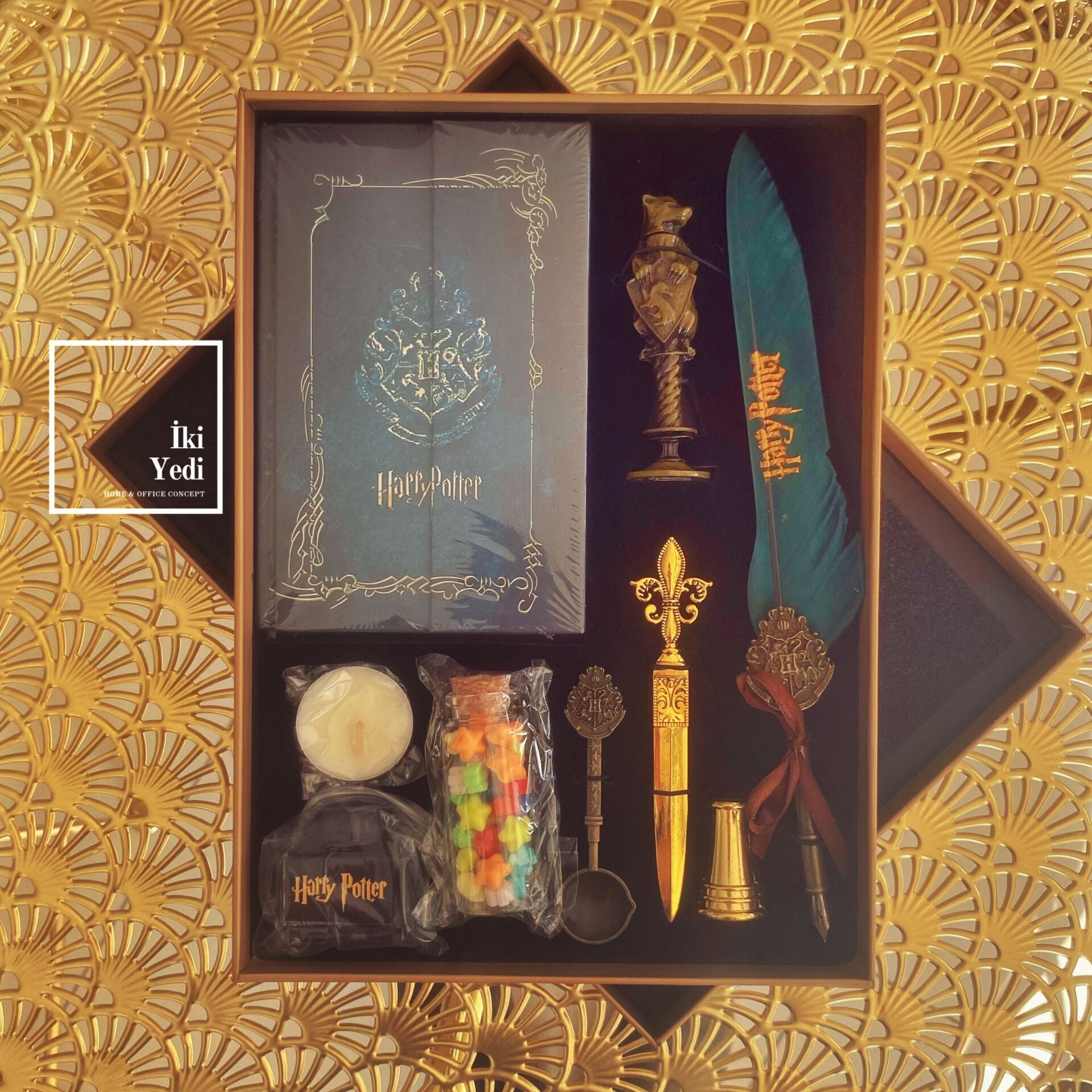 Harry Potter Divit Hokka Seti Defterli Kutulu Kalem Seti Fantastik Yazı Takımı Hediyelik Koleksiyon