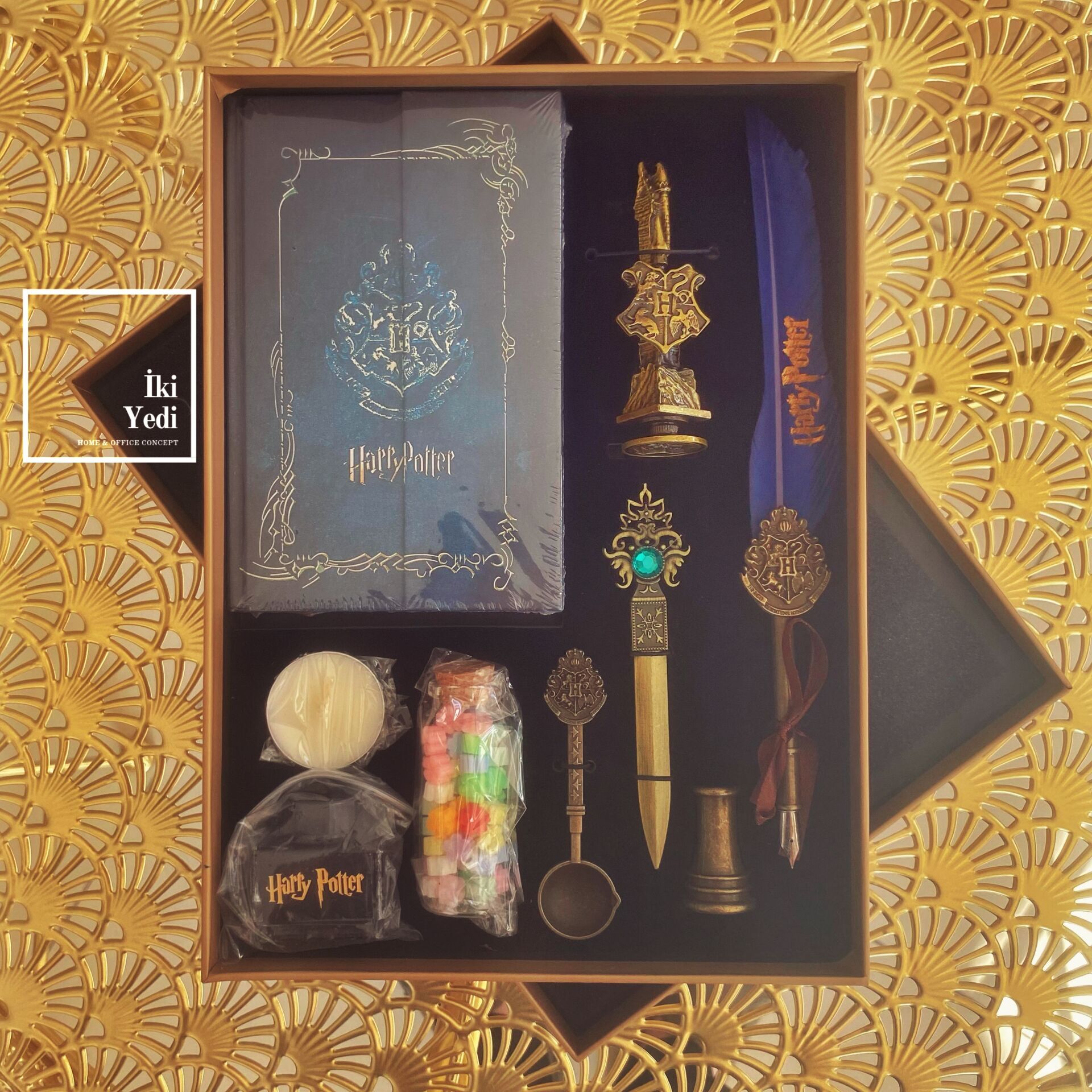 Harry Potter Divit Hokka Seti Defterli Kutulu Kalem Seti Fantastik Yazı Takımı Hediyelik Koleksiyon