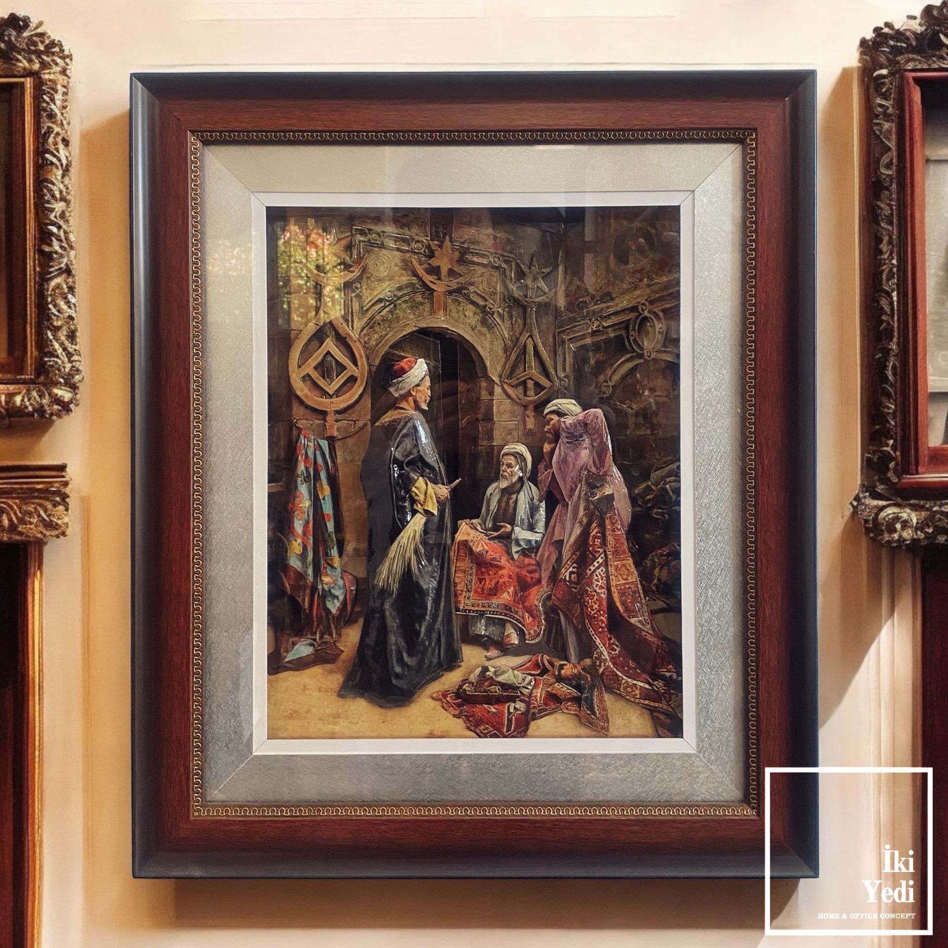 Ünlü Halı Tüccarı 45 x 53 cm Çerçeveli Kağıt Rölyef Tablo Lüks Duvar Dekorasyonu 3 Boyutlu Hediyelik Obje Alphons Leopold Mielich