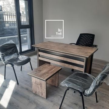 Lucre Ofis Çalışma Masası Takımı Personel Sekreterya Grubu Çekmeceli Masa Misafir Sandalyesi Çalışma Koltuğu Seti Büro