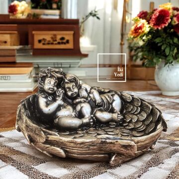 Meleklerin Yuvası : Melek Çocuk Figürlü Dekoratif Kase Masa Üstü Obje Biblo ve Aksesuar Ev Hediyesi