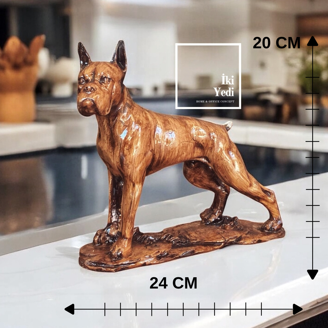 Pittbull Köpek Heykeli 20x24 cm Dekoratif Köpek Figürü Ev Ofis Aksesuarı Hediyelik Obje Yırtıcı Güç