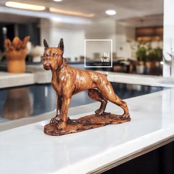 Pittbull Köpek Heykeli 20x24 cm Dekoratif Köpek Figürü Ev Ofis Aksesuarı Hediyelik Obje Yırtıcı Güç