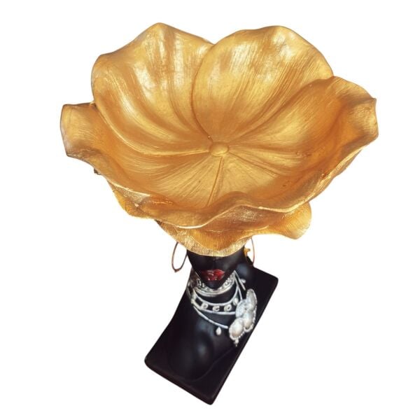 Touhey 77-2 Afrikalı Kadın Büst Biblo Siyah Altın Renk Dekor Obje Takı Anahtar MasaÜstü Süs Kase