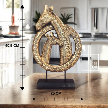 Zlamour Zürafa Figürlü Dekoratif Obje Büyük Boy Biblo Anne Yavru Zürafa Heykeli Ev ve Ofis Hediyesi