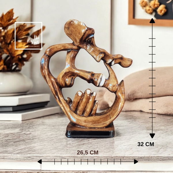 Pello Soyut Aşk Biblosu İki Sevgili Baş Figürü Heykeli Ev Ofis Dekoratif Obje Hediyelik Sanat Eseri