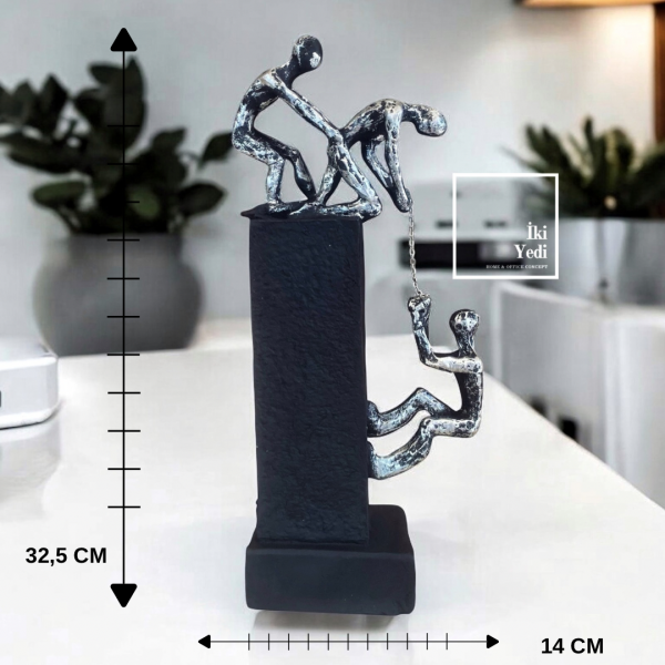 Birbirini Kurtaran Adamlar Heykeli, Anlamlı Dekoratif Obje Ofis Ev Aksesuarı, Ekip Çalışması Temalı