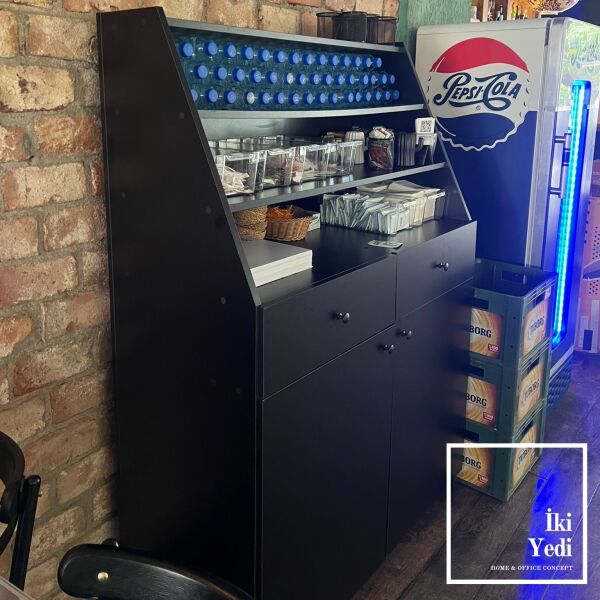 Gimenez Servant Dolap Garson Dolabı Kasa Bankosu Cafe Restoran Mobilyaları Çekmeceli Frenli Tekerlekli Seyyar 110 CM