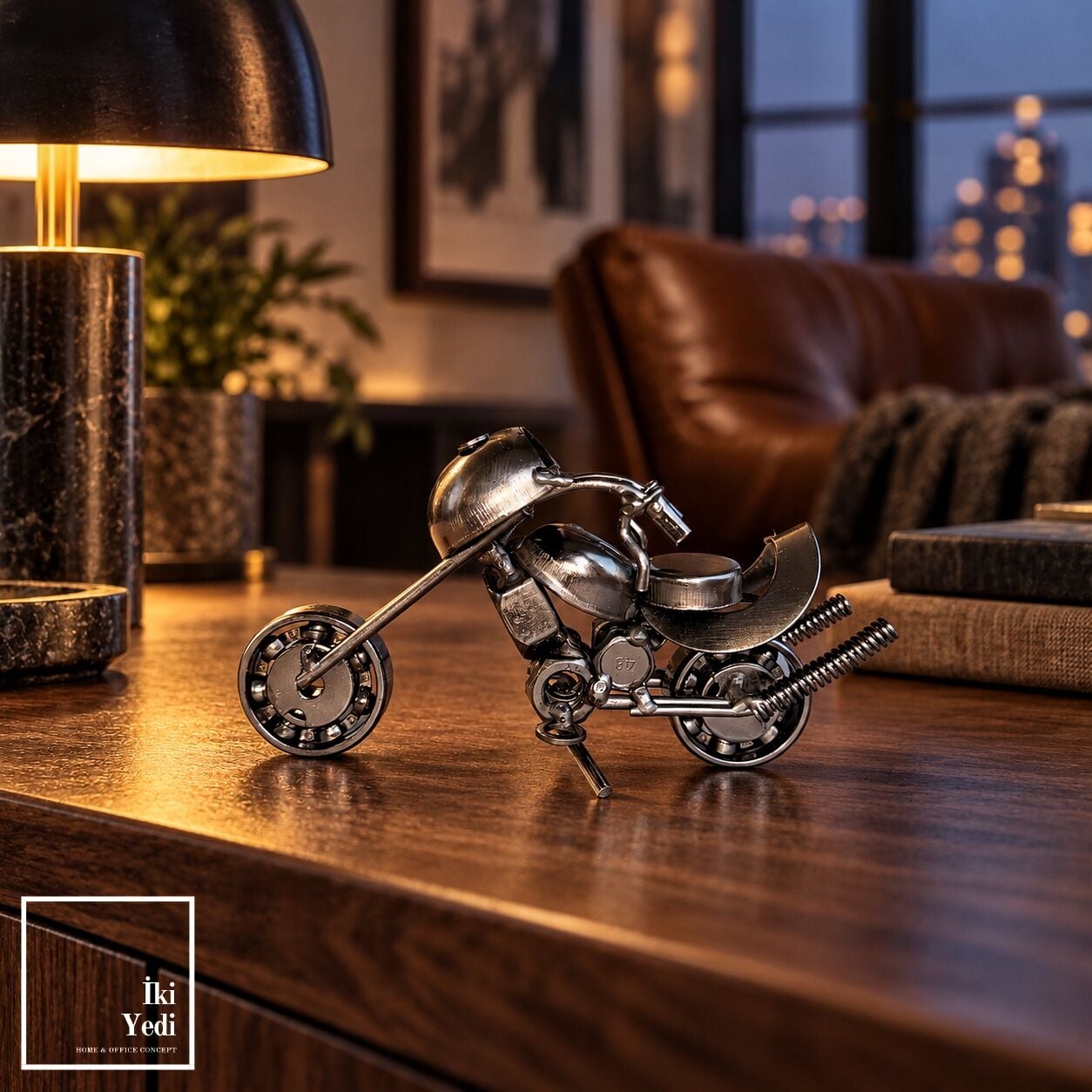 Johren 773 Mini Metal Motosiklet Biblo Bilyalı Rulman Tekerlekli Dekoratif Masaüstü Obje Motorcu