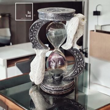 Baykuş Figürlü Dekoratif Kum Saati, Fantastik Tasarım Biblo, Ev Ofis Aksesuarı Hediyelik Obje