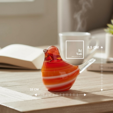 Blupe Serisi El Yapımı Renkli Cam Kuş Biblo Obje Dekoratif Cam Kuş Figür Ev Ofis Aksesuarı