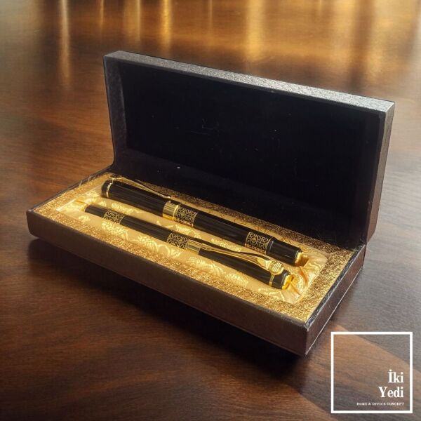 Clinton Lüks Kalem Seti – Kutulu Dolma ve Roller Kalem, VIP Ofis Hediyesi, Koleksiyon Kalemi
