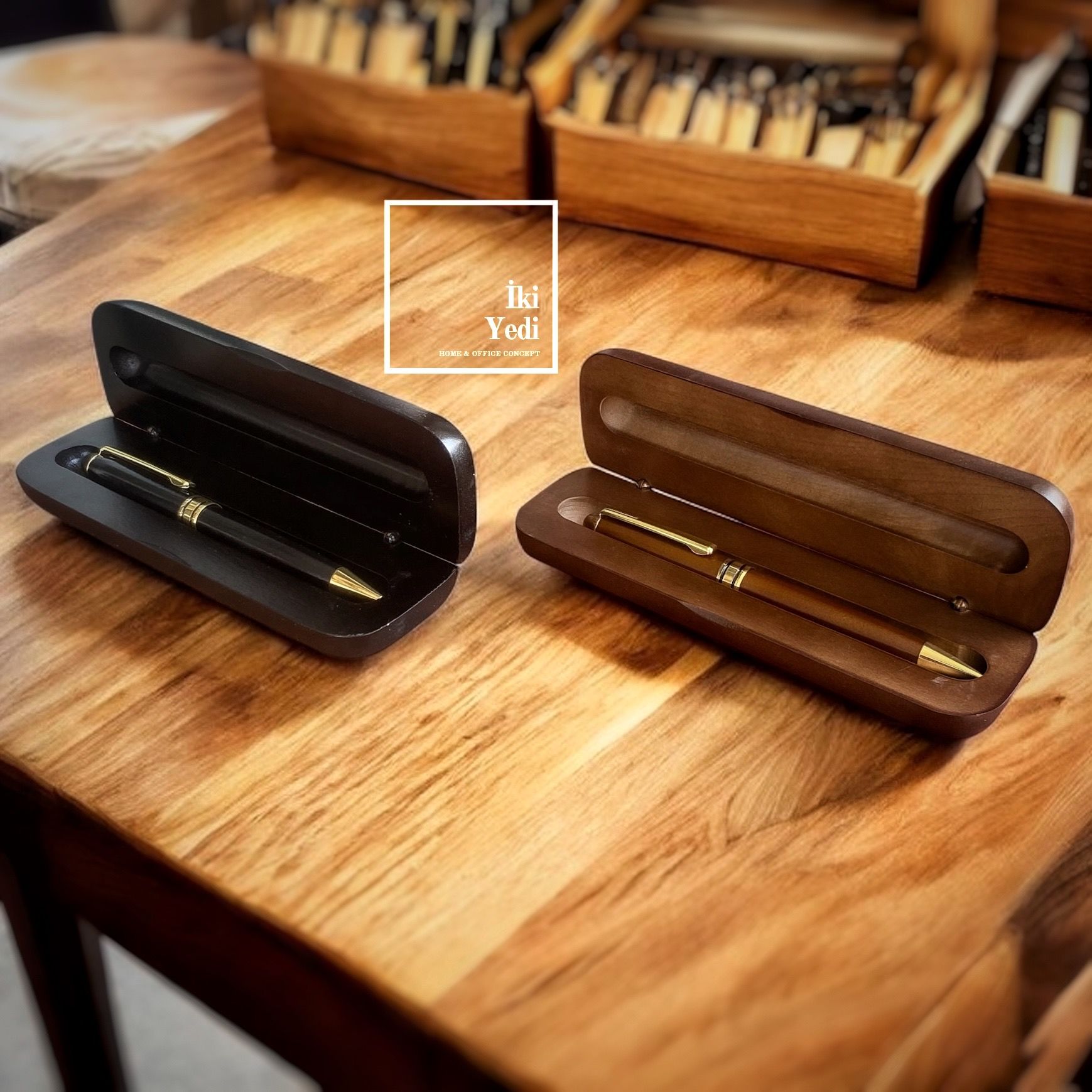Acerbi Lüks Tükenmez Kalem Ahşap Kutulu Tekli Kalem Prestijli Ofis Özel Hediye