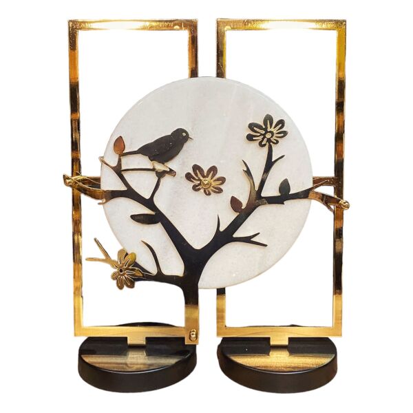 Parma Dekoratif Mermer Obje Gold Dekorasyon Ürünleri Metal Ağaç Çiçek ve Kuş Luxury Ev Hediyesi Hediyelik Eşya