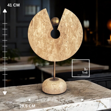Casillas 77-1 Traverten Dekoratif Obje Doğal Taş Masaüstü Süs Modern Ev Ofis Aksesuarı Ağır Malzeme