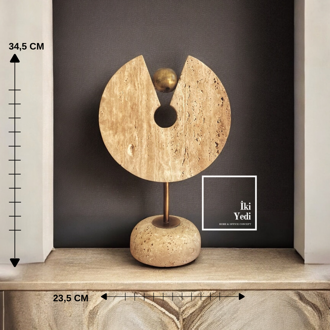 Casillas 77-2 Traverten Dekoratif Obje Doğal Taş Masaüstü Süs Modern Ev Ofis Aksesuarı Ağır Malzeme