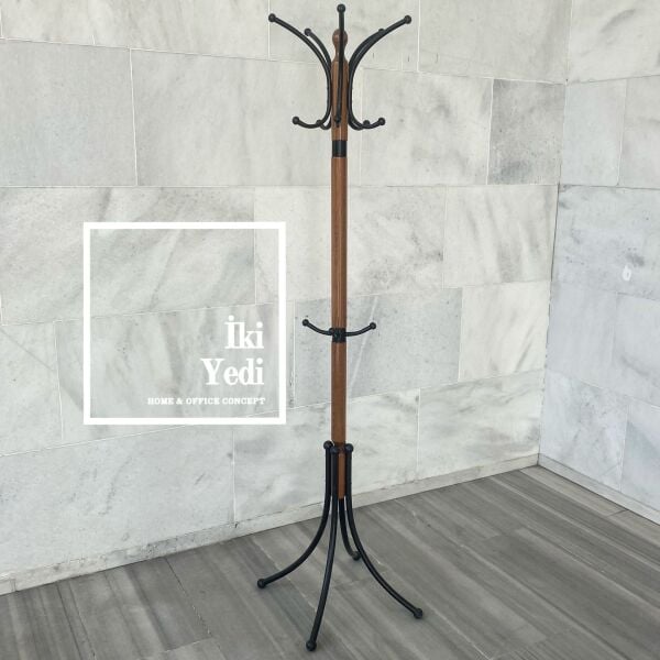 Zizou Ceviz Siyah Kayın Ağacı Masif Ahşap Askılık Demir Metal Portmanto Ev Ofis Büro Dekorasyon Dekoratif Hediyelik Mobilya Aksesuar