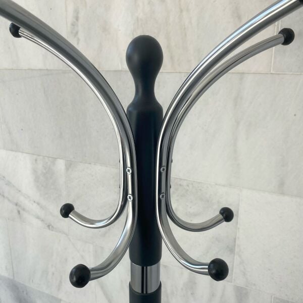 Zizou Antrasit Gri Kayın Ağacı Masif Ahşap Askılık Demir Metal Nikel Kromaj Kaplama Portmanto Ev Ofis Büro Dekorasyon Dekoratif Hediyelik Mobilya Aksesuar