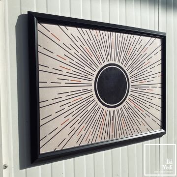 Astoria Minimalist Güneş Tasarım Soyut Modern Tablo Siyah Çerçeveli Tablo Duvar Dekoru Ev Ofis Büro Hediyesi