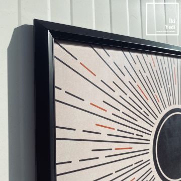 Astoria Minimalist Güneş Tasarım Soyut Modern Tablo Siyah Çerçeveli Tablo Duvar Dekoru Ev Ofis Büro Hediyesi