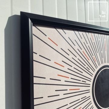 Astoria Minimalist Güneş Tasarım Soyut Modern Tablo Siyah Çerçeveli Tablo Duvar Dekoru Ev Ofis Büro Hediyesi