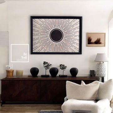 Astoria Minimalist Güneş Tasarım Soyut Modern Tablo Siyah Çerçeveli Tablo Duvar Dekoru Ev Ofis Büro Hediyesi