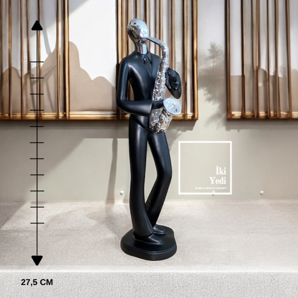 Mulberry Saksafon Çalan Adam Heykeli Dekoratif Müzisyen Figürü Modern Ev Ofis Aksesuarı Hediyelik