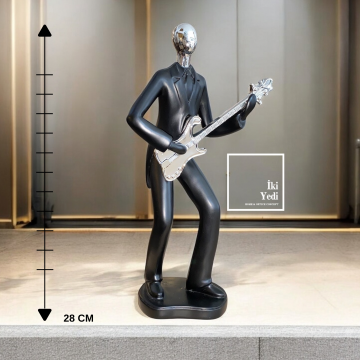 Mulberry Gitar Çalan Müzisyen Biblo Modern Dekoratif Heykel Müzik Temalı Ev Ofis Aksesuarı Figür