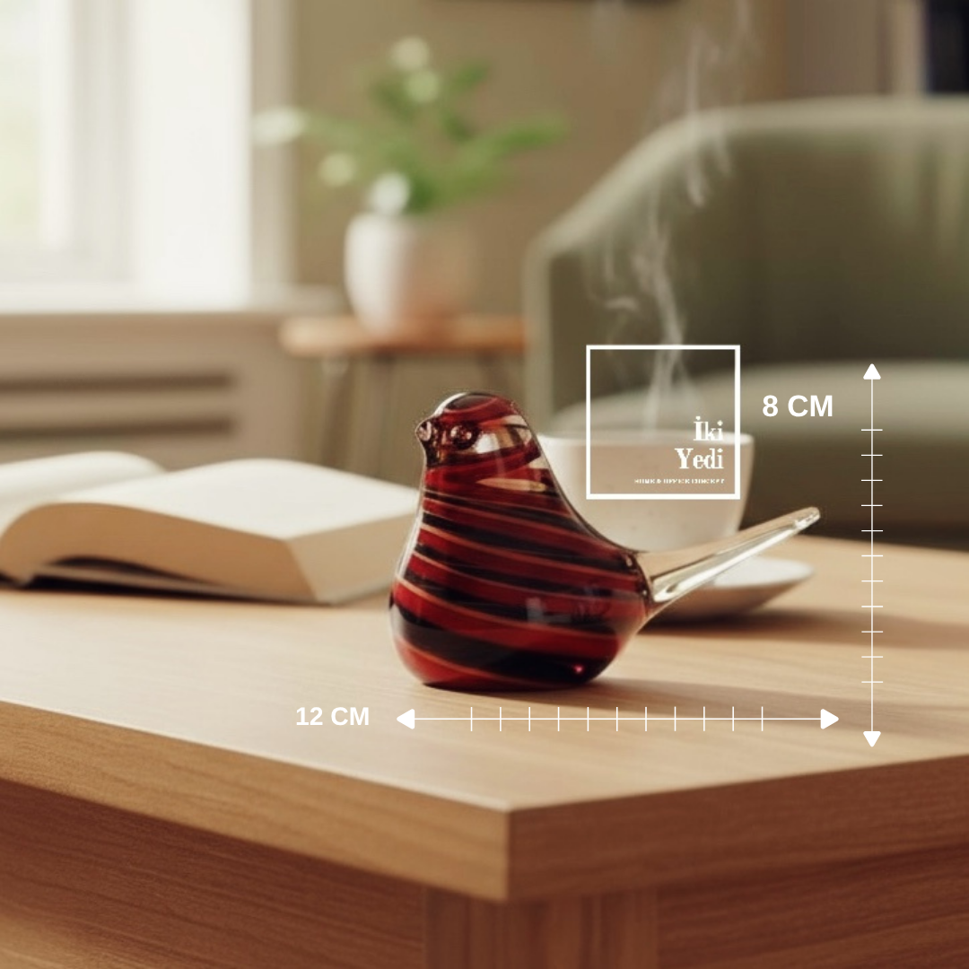 Blupe Serisi El Yapımı Renkli Cam Kuş Biblo Obje Dekoratif Cam Kuş Figür Ev Ofis Aksesuarı