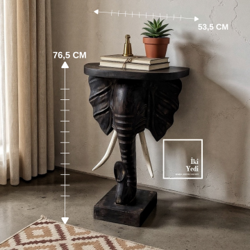 Finaud Fil Figürlü Yan Sehpa Dekoratif Fil Başlı Dresuar Dekoratif Heykel Ev Ofis Aksesuar Hediye