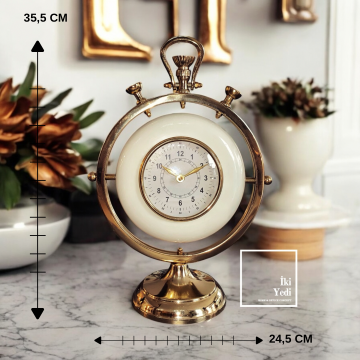 Laxter Antik Eskitme Tasarım Masa Saati Şömine Saati Lüks Hediyelik Ev Ofis Masa Üstü Aksesuar Şık