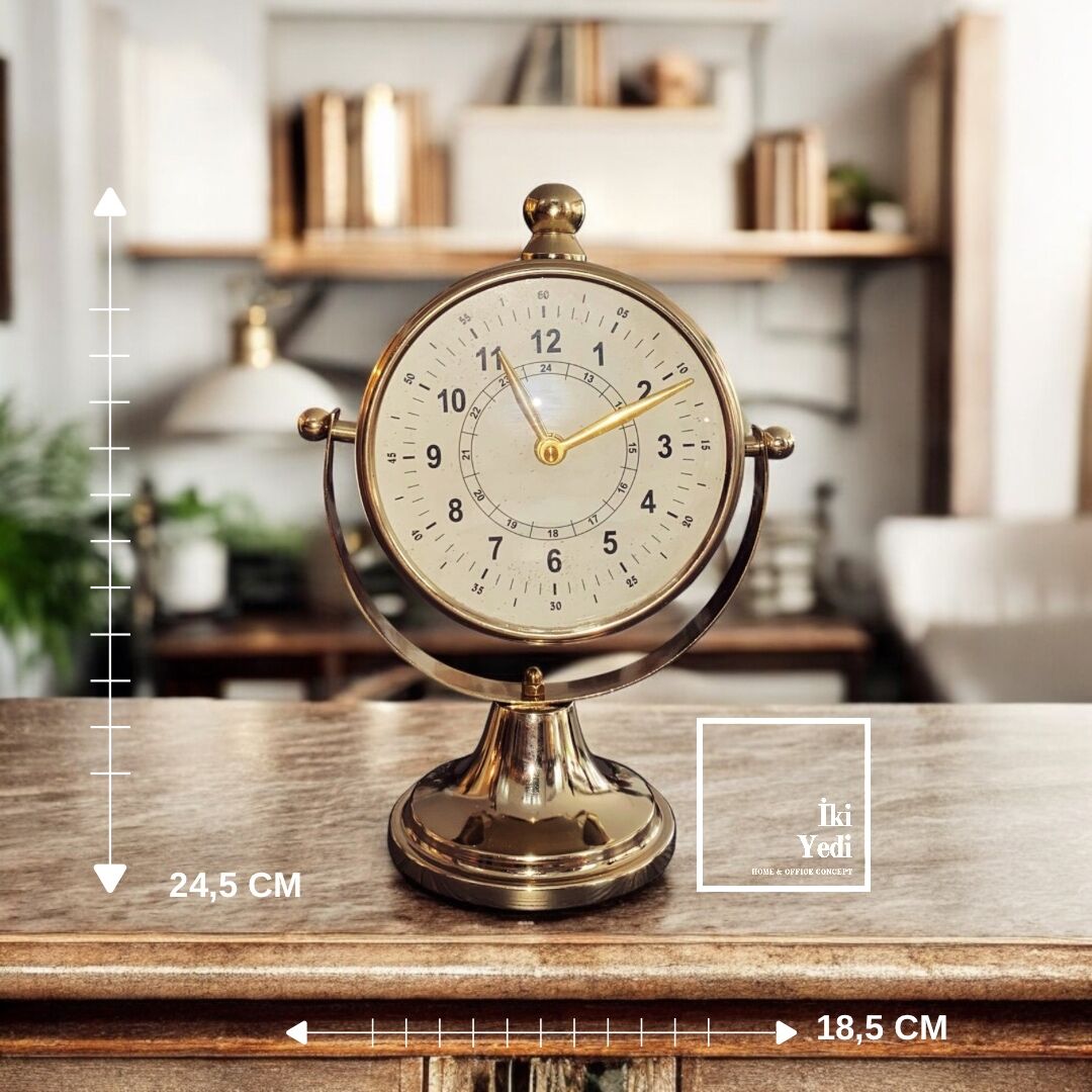 Gruber Antik Eskitme Masa Saati, Retro Masaüstü Saat, Ofis ve Ev Dekoratif Saat, Hediye Şömine Saat