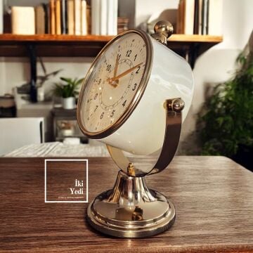 Gruber Antik Eskitme Masa Saati, Retro Masaüstü Saat, Ofis ve Ev Dekoratif Saat, Hediye Şömine Saat