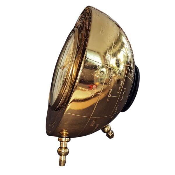 Maurice Pirinç Döküm Büyük Masa Saati Antik Eskitme Dünya Haritalı Tasarım Şömine Saati Ofis Ev Şık