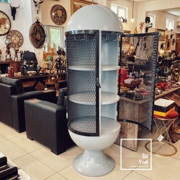 Doyers Roket Tasarım Metal Şaraplık Bar Dolabı Kadeh Askılı, Raflı, Endüstriyel Tarz İçki Dolabı Mobilya Dekorasyon