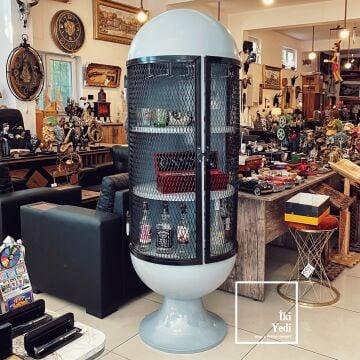 Doyers Roket Tasarım Metal Şaraplık Bar Dolabı Kadeh Askılı, Raflı, Endüstriyel Tarz İçki Dolabı Mobilya Dekorasyon