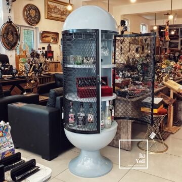 Doyers Roket Tasarım Metal Şaraplık Bar Dolabı Kadeh Askılı, Raflı, Endüstriyel Tarz İçki Dolabı Mobilya Dekorasyon