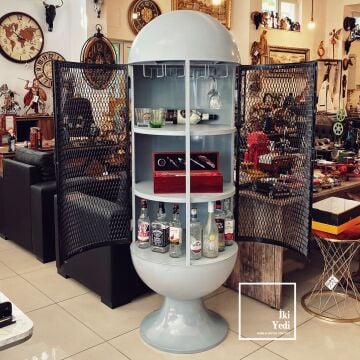 Doyers Roket Tasarım Metal Şaraplık Bar Dolabı Kadeh Askılı, Raflı, Endüstriyel Tarz İçki Dolabı Mobilya Dekorasyon
