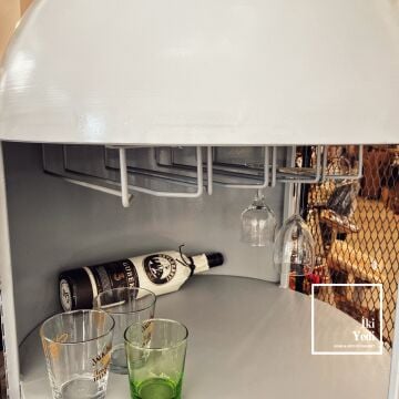 Doyers Roket Tasarım Metal Şaraplık Bar Dolabı Kadeh Askılı, Raflı, Endüstriyel Tarz İçki Dolabı Mobilya Dekorasyon