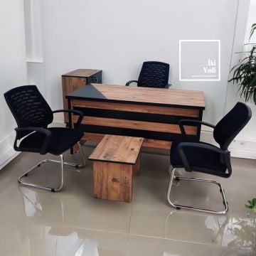 Mango Ofis Mobilya Takımı Modern Ofis Masa Seti Ergonomik Fileli Sandalyeler ile Şık Büro ve Çalışma Odası Dekorasyonu