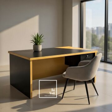 Mango Sarı Antrasit Gri Siyah Ofis Masası Modern Yönetici Çalışma Masası Çekmeceli Tasarım Masa Büro