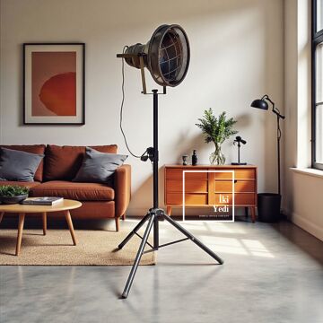 Jojones Endüstriyel Tripod Lambader Metal Ayak Ayarlanabilir Yükseklik Salon Ofis Aydınlatma Retro